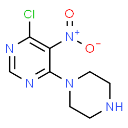 ChemSpider 2D Image | 4-Chloro-5-nitro-6-(1-piperazinyl)pyrimidine | C8H10ClN5O2