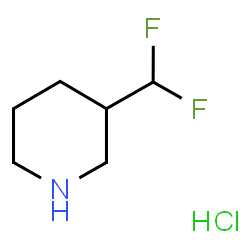 ChemSpider 2D Image | 3-(difluoromethyl)piperidine hydrochloride | C6H12ClF2N