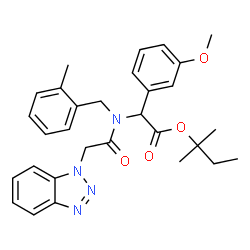 ChemSpider 2D Image | 2-Methyl-2-butanyl [(1H-benzotriazol-1-ylacetyl)(2-methylbenzyl)amino](3-methoxyphenyl)acetate | C30H34N4O4