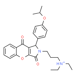 ChemSpider 2D Image | N,N-Diethyl-3-[1-(4-isopropoxyphenyl)-3,9-dioxo-3,9-dihydrochromeno[2,3-c]pyrrol-2(1H)-yl]-1-propanaminium | C27H33N2O4