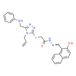 ChemSpider 2D Image | 2-{[4-Allyl-5-(anilinomethyl)-4H-1,2,4-triazol-3-yl]sulfanyl}-N'-[(2-hydroxy-1-naphthyl)methylene]acetohydrazide | C25H24N6O2S