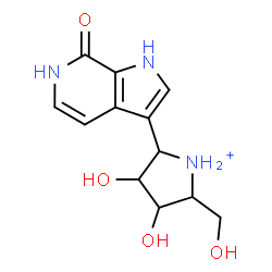 ChemSpider 2D Image | 3,4-Dihydroxy-2-(hydroxymethyl)-5-(7-oxo-6,7-dihydro-1H-pyrrolo[2,3-c]pyridin-3-yl)pyrrolidinium | C12H16N3O4