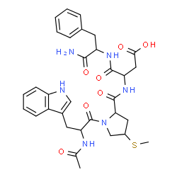ChemSpider 2D Image | N-Acetyltryptophyl-4-(methylsulfanyl)prolyl-alpha-aspartylphenylalaninamide | C32H38N6O7S