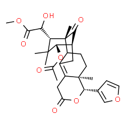 ChemSpider 2D Image | Methyl (2S)-[(1R,5R,6R,13S,14S,16S)-14-acetoxy-6-(3-furyl)-1,5,15,15-tetramethyl-8,17-dioxo-7-oxatetracyclo[11.3.1.0~2,11~.0~5,10~]heptadec-10-en-16-yl](hydroxy)acetate | C29H36O9