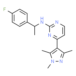 ChemSpider 2D Image | N-[1-(4-Fluorophenyl)ethyl]-4-(1,3,5-trimethyl-1H-pyrazol-4-yl)-2-pyrimidinamine | C18H20FN5