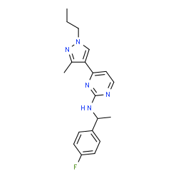 ChemSpider 2D Image | N-[1-(4-Fluorophenyl)ethyl]-4-(3-methyl-1-propyl-1H-pyrazol-4-yl)-2-pyrimidinamine | C19H22FN5