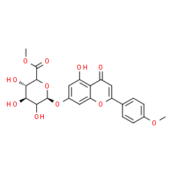 ChemSpider 2D Image | 5-Hydroxy-2-(4-methoxyphenyl)-4-oxo-4H-chromen-7-yl methyl beta-D-threo-hexopyranosiduronate | C23H22O11