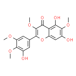 ChemSpider 2D Image | 5,7-Dihydroxy-2-(3-hydroxy-4,5-dimethoxyphenyl)-3,6-dimethoxy-4H-chromen-4-one | C19H18O9