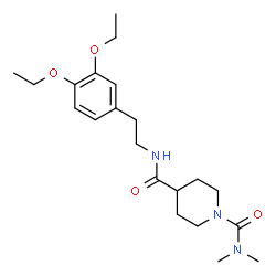 ChemSpider 2D Image | N~4~-[2-(3,4-Diethoxyphenyl)ethyl]-N~1~,N~1~-dimethyl-1,4-piperidinedicarboxamide | C21H33N3O4