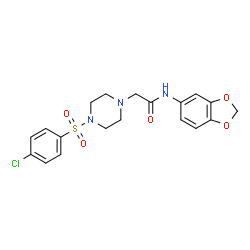 ChemSpider 2D Image | N-(1,3-benzodioxol-5-yl)-2-[4-(4-chlorophenyl)sulfonyl-1-piperazinyl]acetamide | C19H20ClN3O5S
