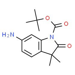 ChemSpider 2D Image | tert-Butyl 6-amino-3,3-dimethyl-2-oxoindoline-1-carboxylate | C15H20N2O3