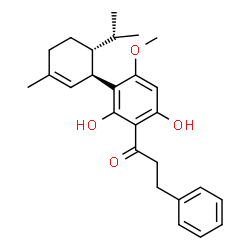 ChemSpider 2D Image | 1-{2,6-Dihydroxy-3-[(1R,6R)-6-isopropyl-3-methyl-2-cyclohexen-1-yl]-4-methoxyphenyl}-3-phenyl-1-propanone | C26H32O4