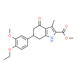 ChemSpider 2D Image | Methyl 6-(4-ethoxy-3-methoxyphenyl)-3-methyl-4-oxo-4,5,6,7-tetrahydro-1H-indole-2-carboxylate | C20H23NO5