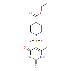 ChemSpider 2D Image | Ethyl 1-[(6-methyl-2,4-dioxo-1,2,3,4-tetrahydro-5-pyrimidinyl)sulfonyl]-4-piperidinecarboxylate | C13H19N3O6S