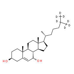 ChemSpider 2D Image | (3beta,7alpha)-(25,26,26,26,27,27,27-~2~H_7_)Cholest-5-ene-3,7-diol | C27H39D7O2