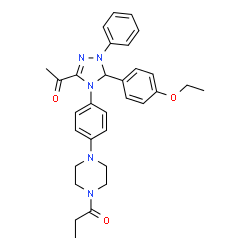 ChemSpider 2D Image | 1-(4-{4-[3-Acetyl-5-(4-ethoxyphenyl)-1-phenyl-1,5-dihydro-4H-1,2,4-triazol-4-yl]phenyl}-1-piperazinyl)-1-propanone | C31H35N5O3