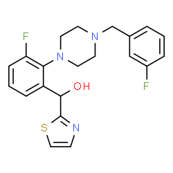 ChemSpider 2D Image | {3-Fluoro-2-[4-(3-fluorobenzyl)-1-piperazinyl]phenyl}(1,3-thiazol-2-yl)methanol | C21H21F2N3OS