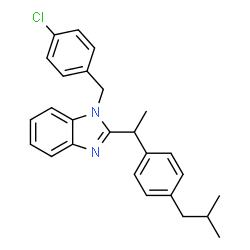 ChemSpider 2D Image | 1-(4-Chlorobenzyl)-2-[1-(4-isobutylphenyl)ethyl]-1H-benzimidazole | C26H27ClN2