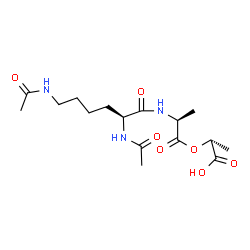 ChemSpider 2D Image | (1R)-1-Carboxyethyl N~2~,N~6~-diacetyl-L-lysyl-L-alaninate | C16H27N3O7