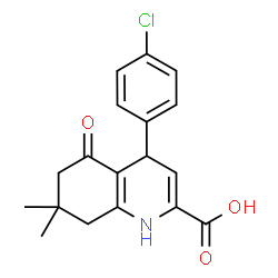ChemSpider 2D Image | 4-(4-Chlorophenyl)-7,7-dimethyl-5-oxo-1,4,5,6,7,8-hexahydro-2-quinolinecarboxylic acid | C18H18ClNO3