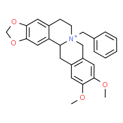 ChemSpider 2D Image | 7-Benzyl-10,11-dimethoxy-5,8,13,13a-tetrahydro-6H-[1,3]dioxolo[4,5-g]isoquinolino[3,2-a]isoquinolin-7-ium | C27H28NO4