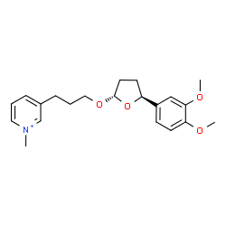 ChemSpider 2D Image | 3-(3-{[(2S,5S)-5-(3,4-Dimethoxyphenyl)tetrahydro-2-furanyl]oxy}propyl)-1-methylpyridinium | C21H28NO4
