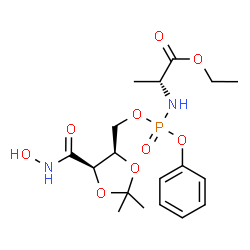 ChemSpider 2D Image | Ethyl N-[{[(4R,5R)-5-(hydroxycarbamoyl)-2,2-dimethyl-1,3-dioxolan-4-yl]methoxy}(phenoxy)phosphoryl]-D-alaninate | C18H27N2O9P