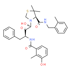 ChemSpider 2D Image | (4R)-3-{(1R,3S)-1-Hydroxy-3-[(3-hydroxy-2-methylbenzoyl)amino]-2-oxo-4-phenylbutyl}-5,5-dimethyl-N-(2-methylbenzyl)-1,3-thiazolidine-4-carboxamide | C32H37N3O5S