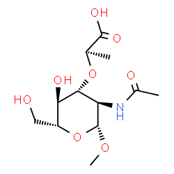 ChemSpider 2D Image | Methyl 2-acetamido-3-O-[(1R)-1-carboxyethyl]-2-deoxy-beta-D-glucopyranoside | C12H21NO8