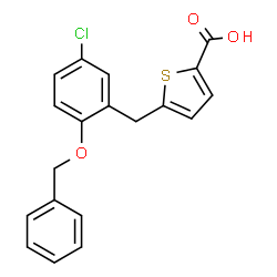 ChemSpider 2D Image | 5-[2-(Benzyloxy)-5-chlorobenzyl]-2-thiophenecarboxylic acid | C19H15ClO3S