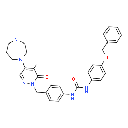ChemSpider 2D Image | 1-[4-(Benzyloxy)phenyl]-3-(4-{[5-chloro-4-(1,4-diazepan-1-yl)-6-oxo-1(6H)-pyridazinyl]methyl}phenyl)urea | C30H31ClN6O3