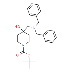 ChemSpider 2D Image | tert-butyl 4-((dibenzylamino)methyl)-4-hydroxypiperidine-1-carboxylate | C25H34N2O3