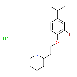ChemSpider 2D Image | 2-(2-(2-bromo-4-isopropylphenoxy)ethyl)piperidine hydrochloride | C16H25BrClNO