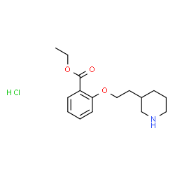 ChemSpider 2D Image | Ethyl 2-[2-(3-piperidinyl)ethoxy]benzoate hydrochloride (1:1) | C16H24ClNO3