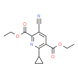 ChemSpider 2D Image | Diethyl 3-cyano-6-cyclopropyl-2,5-pyridinedicarboxylate | C15H16N2O4