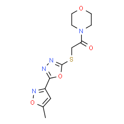 ChemSpider 2D Image | 2-{[5-(5-Methyl-1,2-oxazol-3-yl)-1,3,4-oxadiazol-2-yl]sulfanyl}-1-(4-morpholinyl)ethanone | C12H14N4O4S