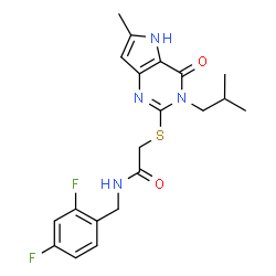 ChemSpider 2D Image | N-(2,4-Difluorobenzyl)-2-[(3-isobutyl-6-methyl-4-oxo-4,5-dihydro-3H-pyrrolo[3,2-d]pyrimidin-2-yl)sulfanyl]acetamide | C20H22F2N4O2S