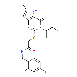ChemSpider 2D Image | 2-[(3-sec-Butyl-6-methyl-4-oxo-4,5-dihydro-3H-pyrrolo[3,2-d]pyrimidin-2-yl)sulfanyl]-N-(2,4-difluorobenzyl)acetamide | C20H22F2N4O2S