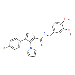 ChemSpider 2D Image | N-(3,4-Dimethoxybenzyl)-4-(4-fluorophenyl)-3-(1H-pyrrol-1-yl)-2-thiophenecarboxamide | C24H21FN2O3S