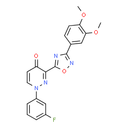 ChemSpider 2D Image | 3-[3-(3,4-Dimethoxyphenyl)-1,2,4-oxadiazol-5-yl]-1-(3-fluorophenyl)-4(1H)-pyridazinone | C20H15FN4O4