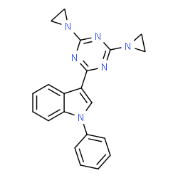 ChemSpider 2D Image | 3-(4,6-diaziran-1-yl-1,3,5-triazin-2-yl)-1-phenyl-1H-indole | C21H18N6