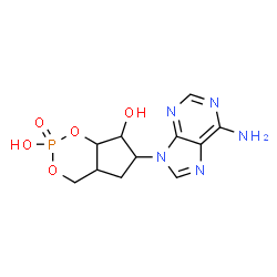 ChemSpider 2D Image | 6-(6-Amino-9H-purin-9-yl)hexahydrocyclopenta[d][1,3,2]dioxaphosphinine-2,7-diol 2-oxide | C11H14N5O5P