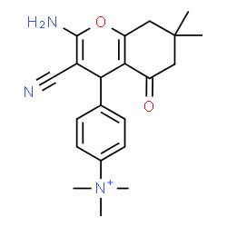 ChemSpider 2D Image | 4-(2-Amino-3-cyano-7,7-dimethyl-5-oxo-5,6,7,8-tetrahydro-4H-chromen-4-yl)-N,N,N-trimethylanilinium | C21H26N3O2