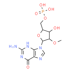 ChemSpider 2D Image | 2-Amino-9-(2-O-methyl-5-O-phosphonopentofuranosyl)-3,9-dihydro-6H-purin-6-one | C11H16N5O8P