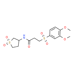 ChemSpider 2D Image | 3-[(3,4-Dimethoxyphenyl)sulfonyl]-N-(1,1-dioxidotetrahydro-3-thiophenyl)propanamide | C15H21NO7S2