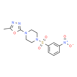 ChemSpider 2D Image | 1-(5-Methyl-1,3,4-oxadiazol-2-yl)-4-[(3-nitrophenyl)sulfonyl]piperazine | C13H15N5O5S