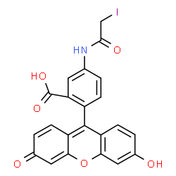 ChemSpider 2D Image | 2-(6-Hydroxy-3-oxo-3H-xanthen-9-yl)-5-[(iodoacetyl)amino]benzoic acid | C22H14INO6