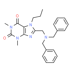 ChemSpider 2D Image | 8-[(Dibenzylamino)methyl]-1,3-dimethyl-7-propyl-3,7-dihydro-1H-purine-2,6-dione | C25H29N5O2
