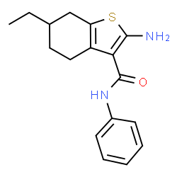 ChemSpider 2D Image | 2-Amino-6-ethyl-4,5,6,7-tetrahydro-N-phenylbenzo[b]thiophene-3-carboxamide | C17H20N2OS