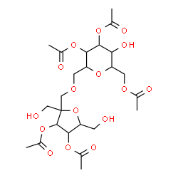 ChemSpider 2D Image | 2-({[3,4-Diacetoxy-6-(acetoxymethyl)-5-hydroxytetrahydro-2H-pyran-2-yl]methoxy}methyl)-2,5-bis(hydroxymethyl)tetrahydrofuran-3,4-diyl diacetate | C24H36O16